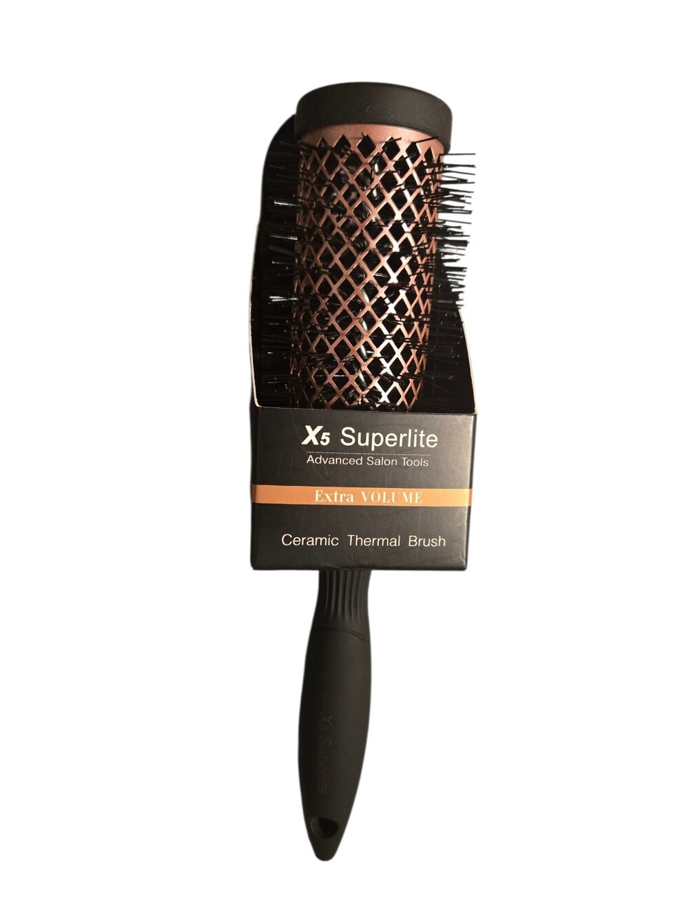 X5 Superlite Ceramic Ionic Thermal Round Brush for Curly Hair, Black/Copper